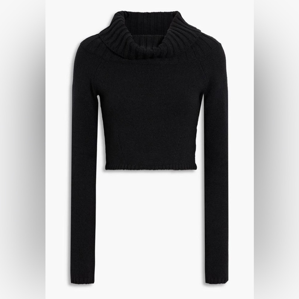 NICHOLAS Black Knit Cowl Neck Cropped Sweater
